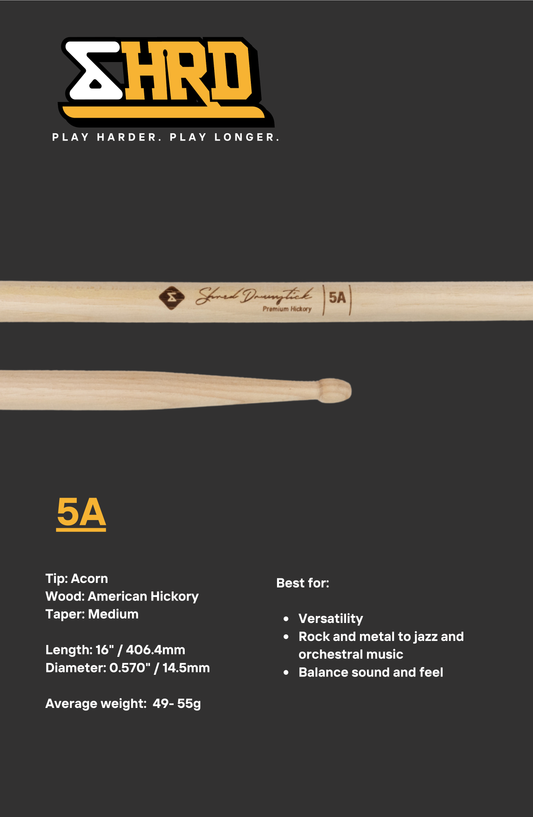 SHRED 5A American Hickory Drumsticks