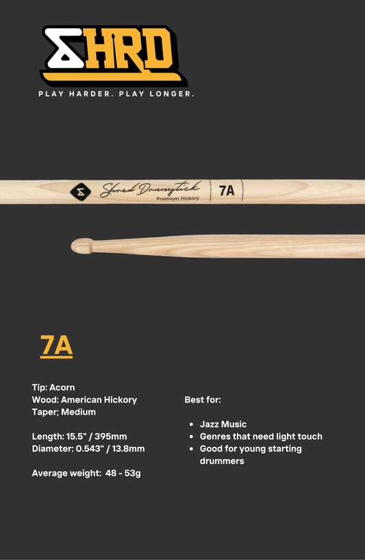 SHRED 7A American Hickory Drumsticks